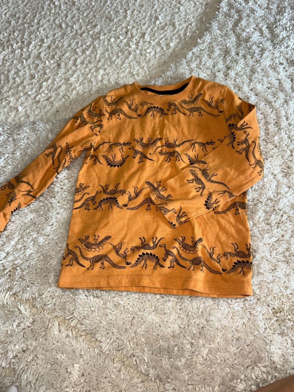 Kids' Orange Dinosaur Long-Sleeve Top